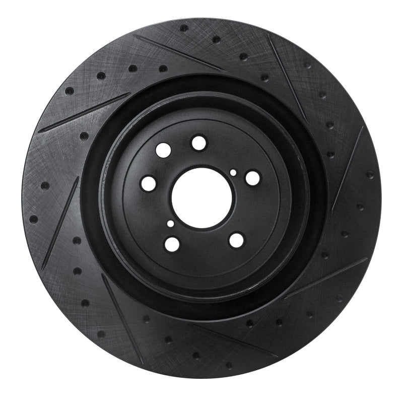 R1 Concepts R1 15-22 Lexus GS F Left Rear Drilled & Slotted Black Brake Rotor