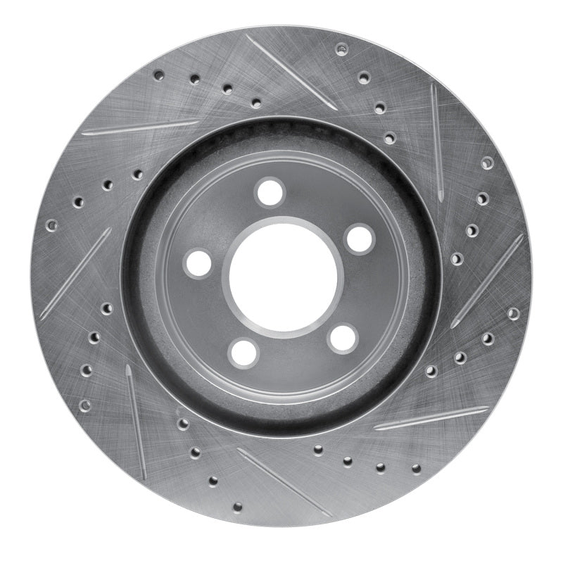 R1 Concepts R1 09-23 Dodge Challenger Front Left Drilled & Slotted Silver Brake Rotor