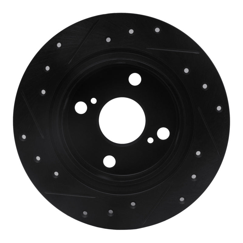 R1 Concepts R1 87-92 Chevrolet Nova Rear Right Drilled & Slotted Black Brake Rotor