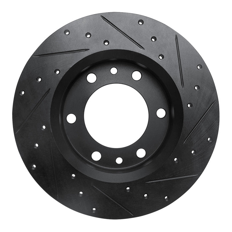 R1 Concepts R1 81-85 Toyota Pickup Front Left Drilled & Slotted Black Brake Rotor