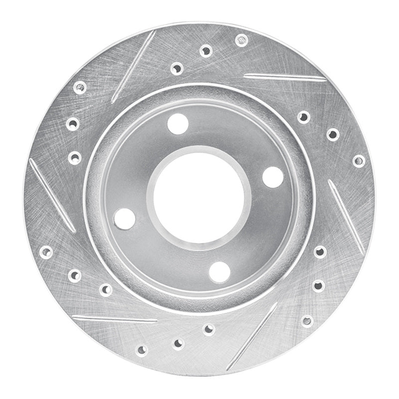 R1 Concepts R1 81-94 Ford EXP Front Right Drilled & Slotted Silver Brake Rotor