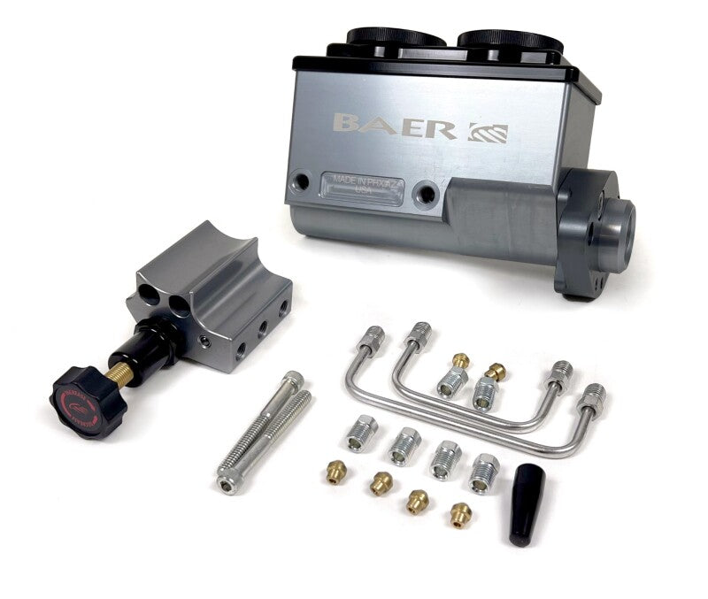 Baer Brakes GM/Ford 1-1/8in Bore Remaster Left Port 2-Bolt Master Cylinder Combo Kit - Gray