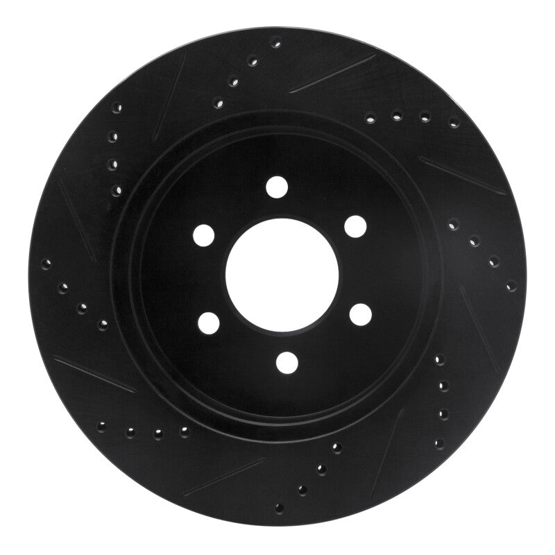 R1 Concepts R1 03-04 Dodge Dakota 4WD Front Right Drilled & Slotted Black Brake Rotor