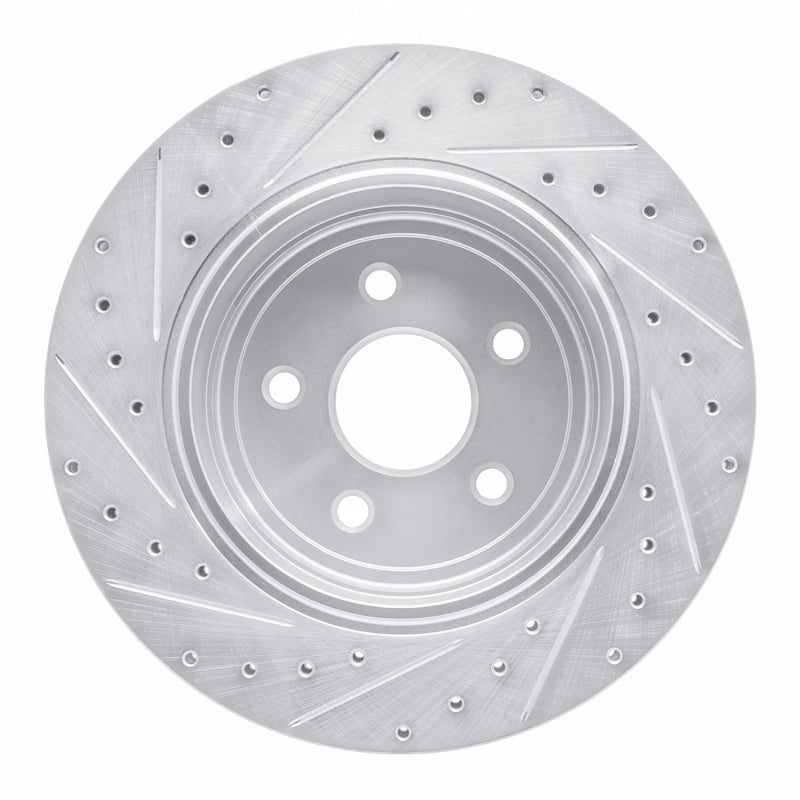 R1 Concepts R1 06-10 Jeep Grand Cherokee Rear Right Drilled & Slotted Silver Brake Rotor
