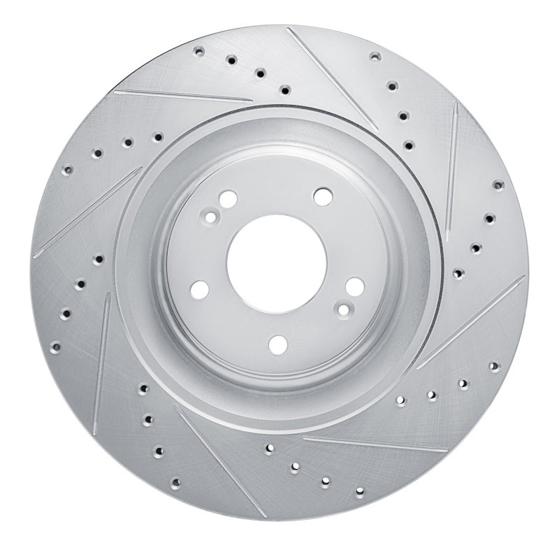 R1 Concepts R1 2022-2025 Hyundai Elantra N Front Right Drilled & Slotted Silver Brake Rotor