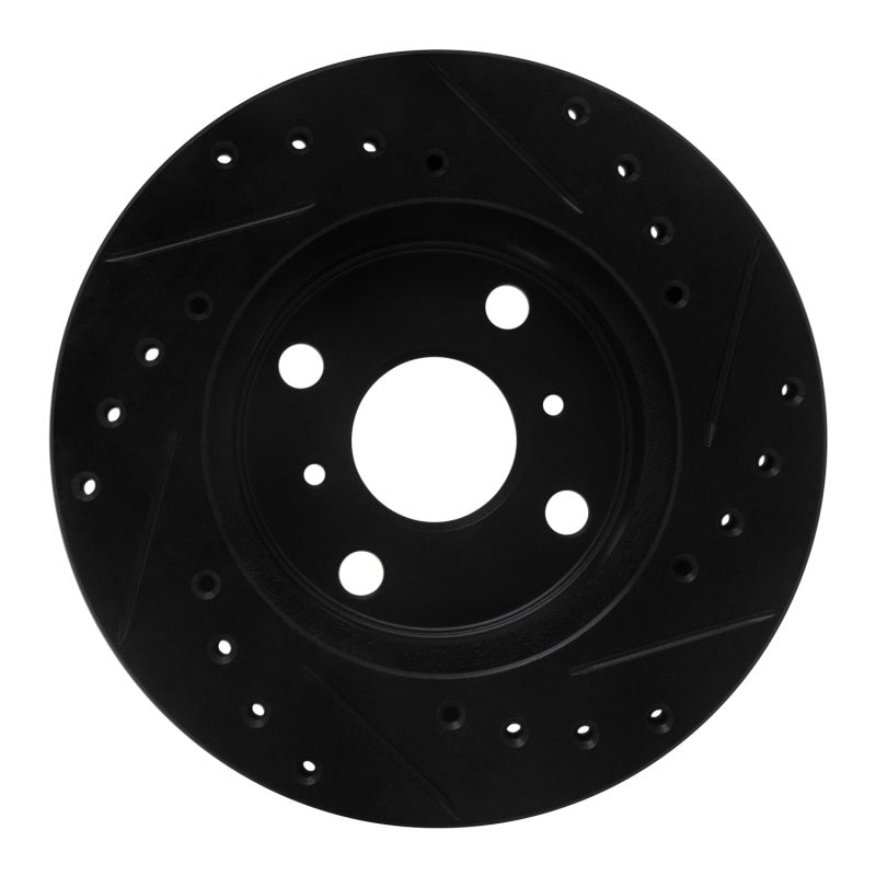 R1 Concepts R1 86-89 Toyota Celica Front Right Drilled & Slotted Black Brake Rotor