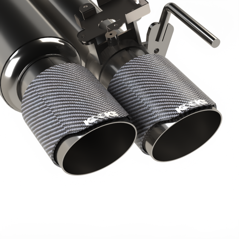 Kooks Headers Kooks 18-24 Ford Mustang GT 5.0 3in. Valved Shotgun Cat-Back Exhaust - Carbon Tips