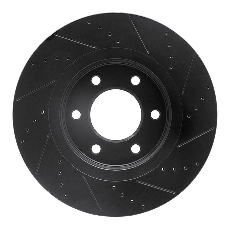 R1 Concepts R1 07-24 Infiniti QX56 Front Left Drilled & Slotted Black Brake Rotor