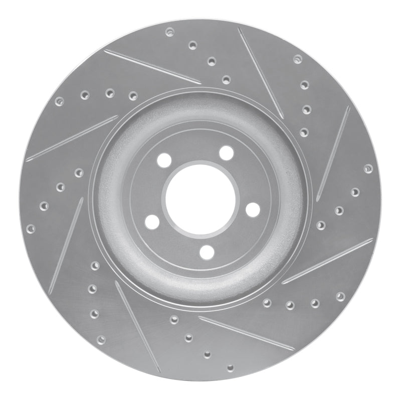 R1 Concepts R1 06-21 Jaguar XKR Front Left Drilled & Slotted Silver Brake Rotor