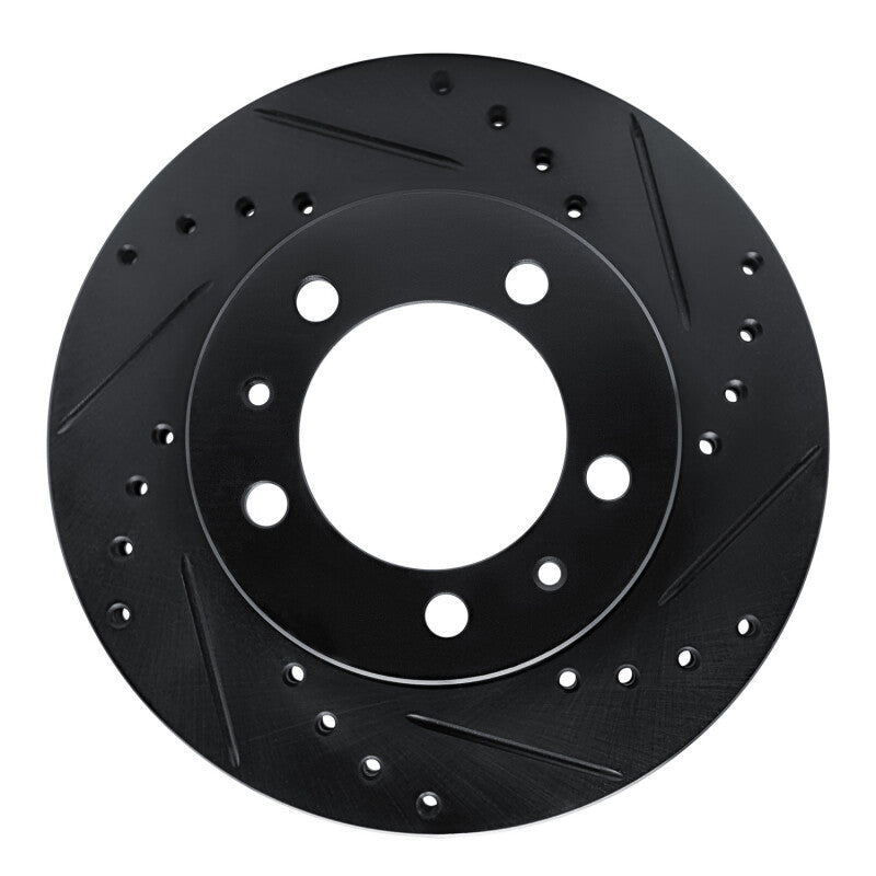 R1 Concepts R1 87-88 Nissan Van Front Right Drilled & Slotted Black Brake Rotor