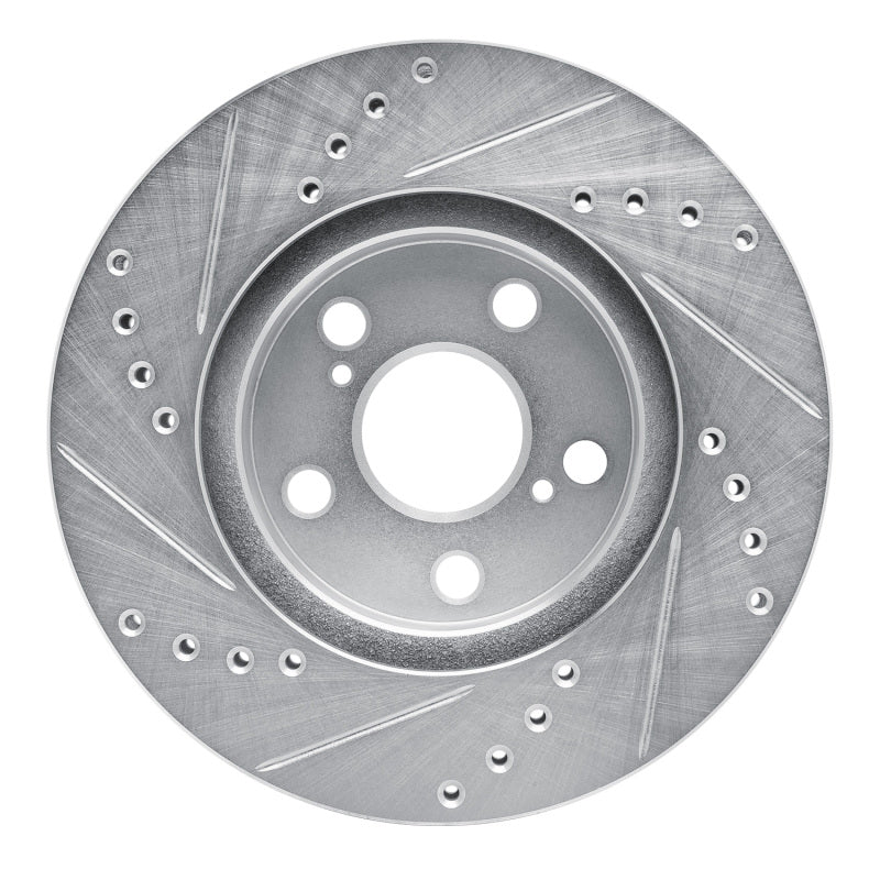 R1 Concepts R1 94-00 Toyota Celica Front Right Drilled & Slotted Silver Brake Rotor