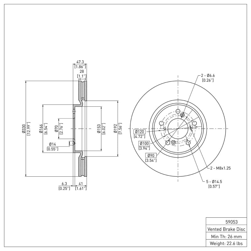 DFC 07-20 Acura MDX Front GeoSPEC Coated Rotor