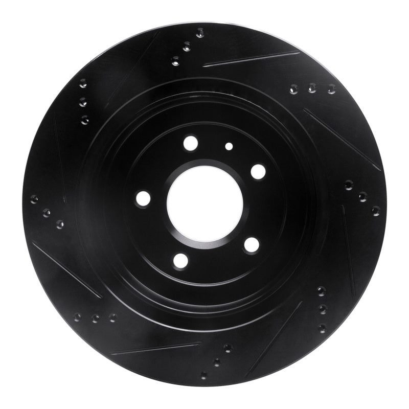 R1 Concepts R1 05-11 Cadillac CTS Rear Right Drilled & Slotted Black Brake Rotor