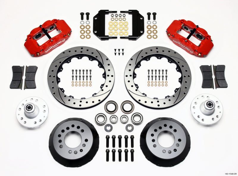 Wilwood Narrow Superlite 6R Front Hub Kit 12.88in Drill Red Magnum Force Drop Spindle