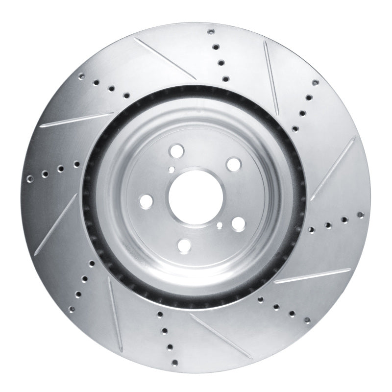 R1 Concepts R1 15-22 Lexus RC F Left Front Drilled & Slotted Silver Brake Rotor