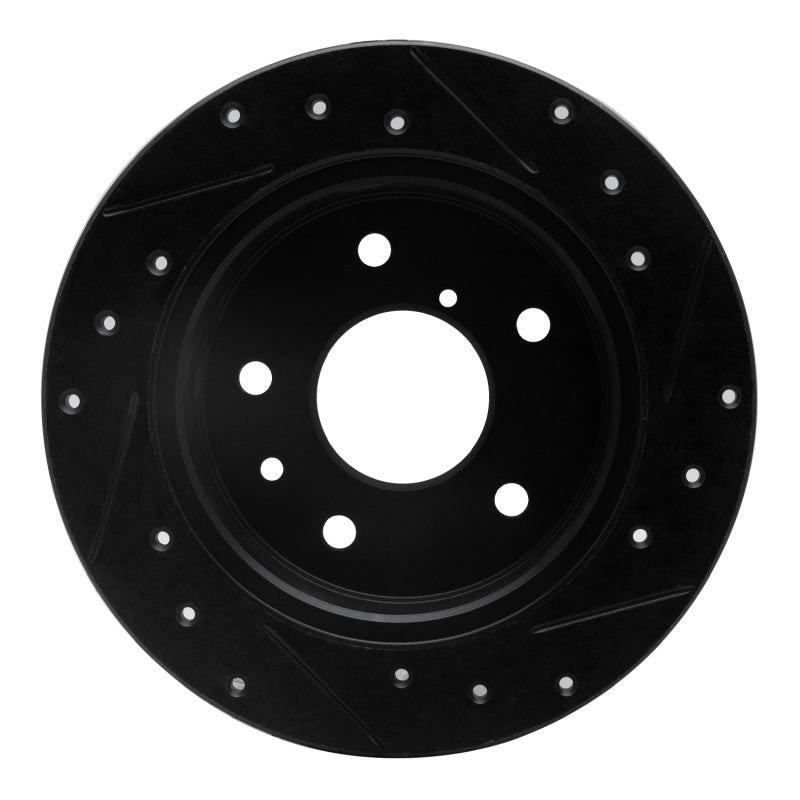 R1 Concepts R1 89-91 Mazda RX-7 Rear Left Drilled & Slotted Black Brake Rotor