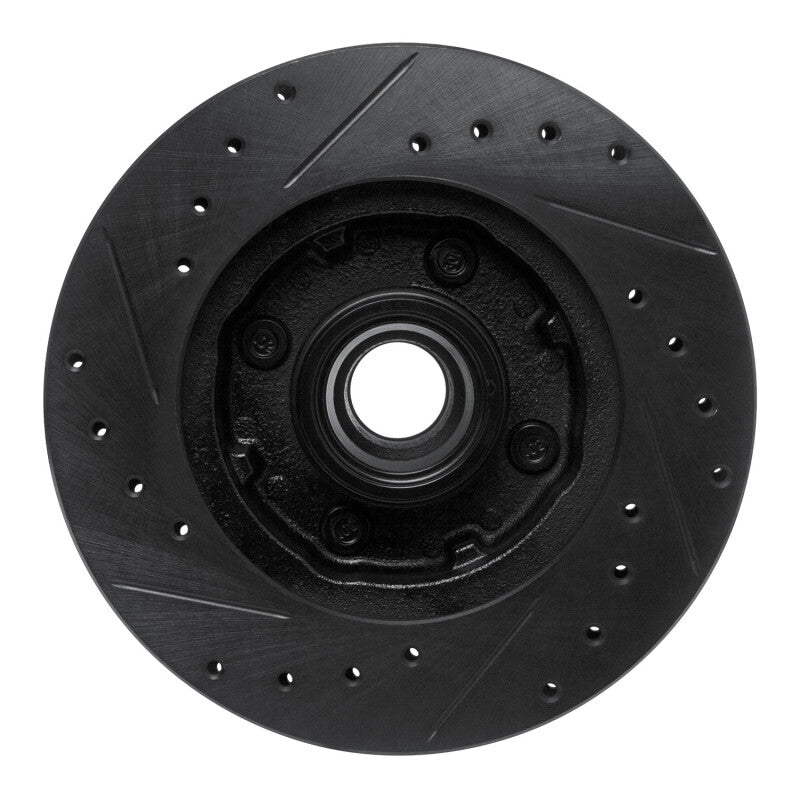 R1 Concepts R1 78-93 Ford Mustang Front Right Drilled & Slotted Black Brake Rotor