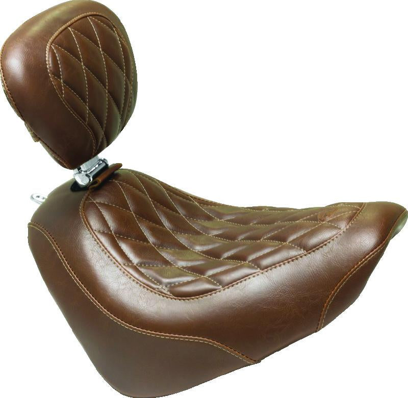 Mustang Motorcycle Mustang 18-21 Harley Breakout Wide Tripper Passenger Seat Diamond Stitch - Brown