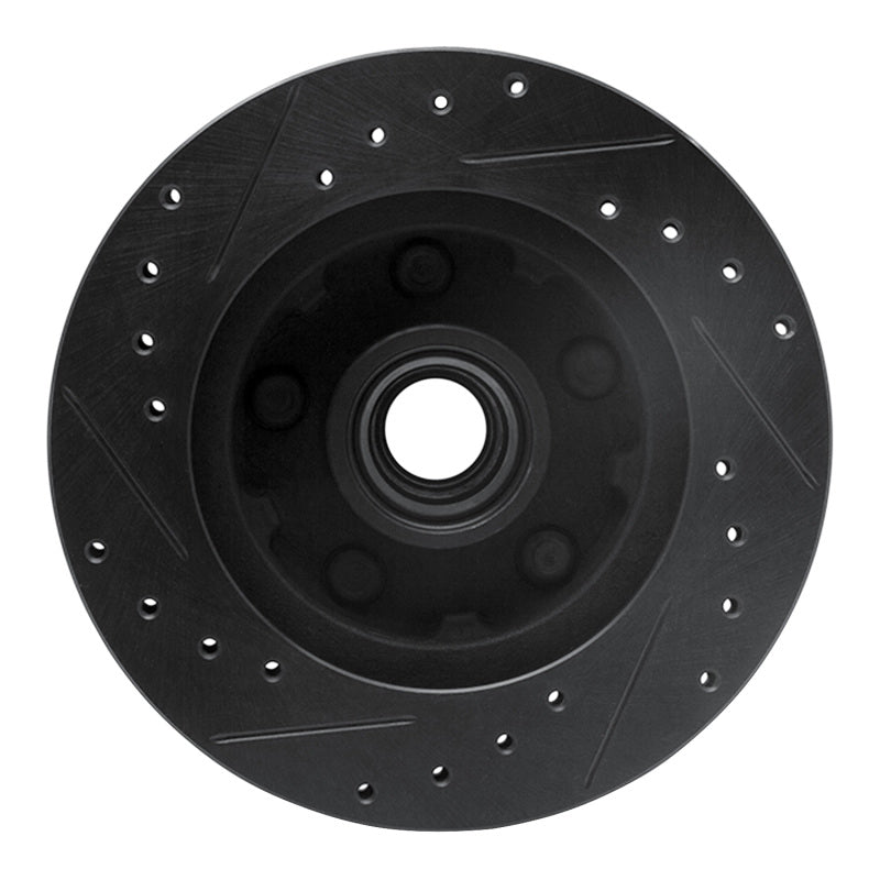 R1 Concepts R1 86-92 Ford Bronco II Front Right Drilled & Slotted Black Brake Rotor