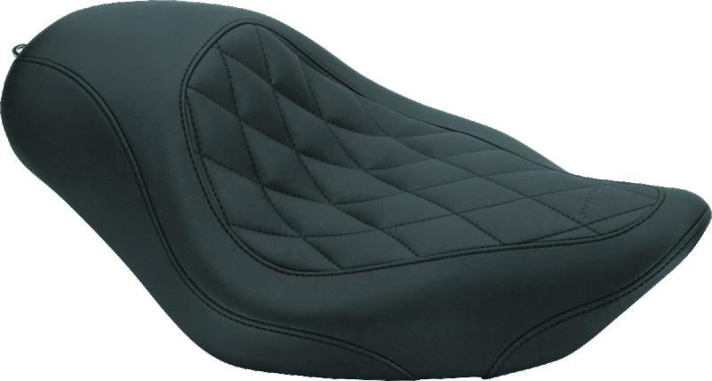 Mustang Motorcycle Mustang 04-21 Harley Sportster Wide Tripper Solo Seat Diamond Stitch - Black