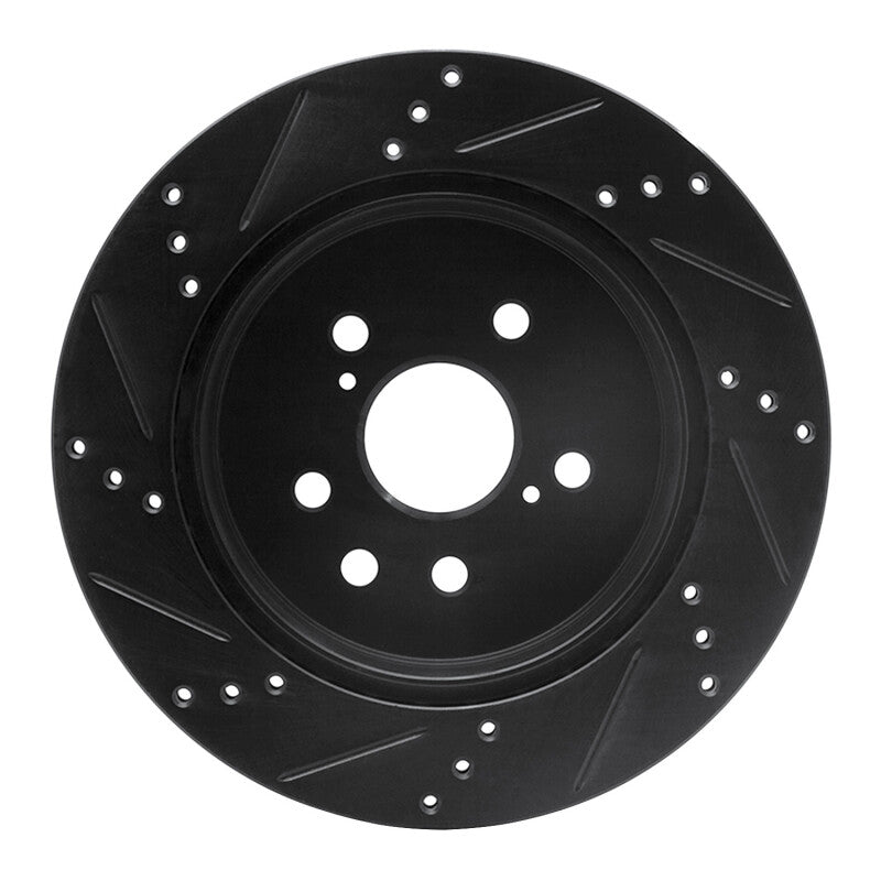 R1 Concepts R1 06-20 Lexus IS250 Rear Right Drilled & Slotted Black Brake Rotor