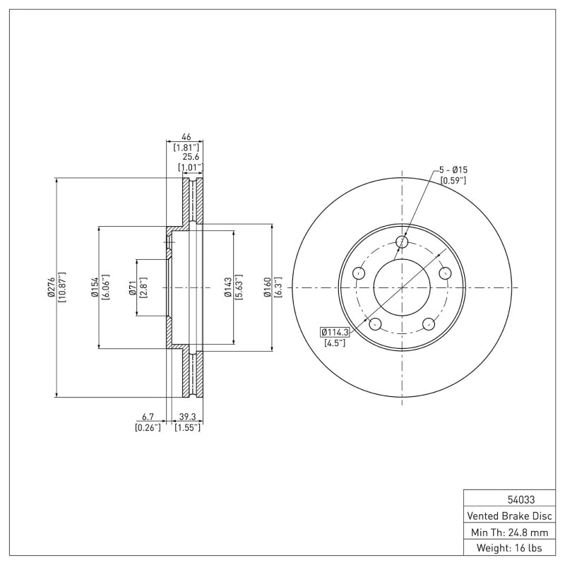 DFC 94-04 Ford Mustang Front Brake Rotor