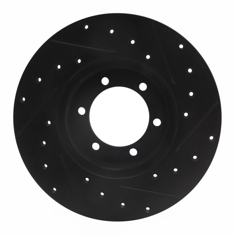 R1 Concepts R1 78-82 Nissan 720 DATSUN Front Left Drilled & Slotted Black Brake Rotor