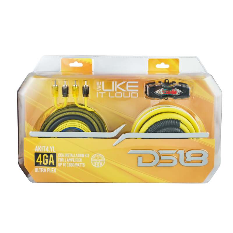 DS18 4-GA Amplifier Install Kit Advance- Yellow