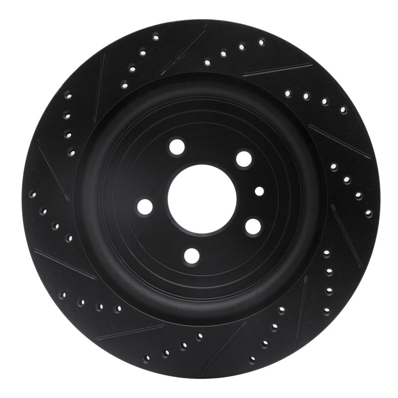 R1 Concepts R1 13-19 Ford Flex Rear Right Drilled & Slotted Black Brake Rotor