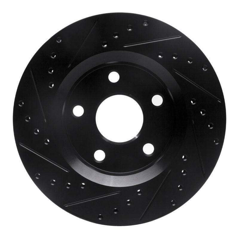R1 Concepts R1 07-18 Jeep Wrangler Front Right Drilled & Slotted Black Brake Rotor