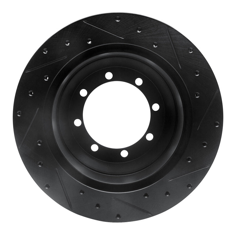 R1 Concepts R1 99-04 Ford F-350 Super Duty 2WD Rear Left Drilled & Slotted Black Brake Rotor