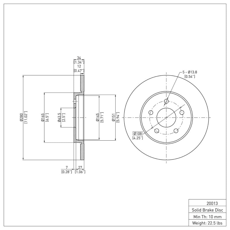 DFC 01-08 Ford Mondeo (Mexico) Rear Brake Rotor