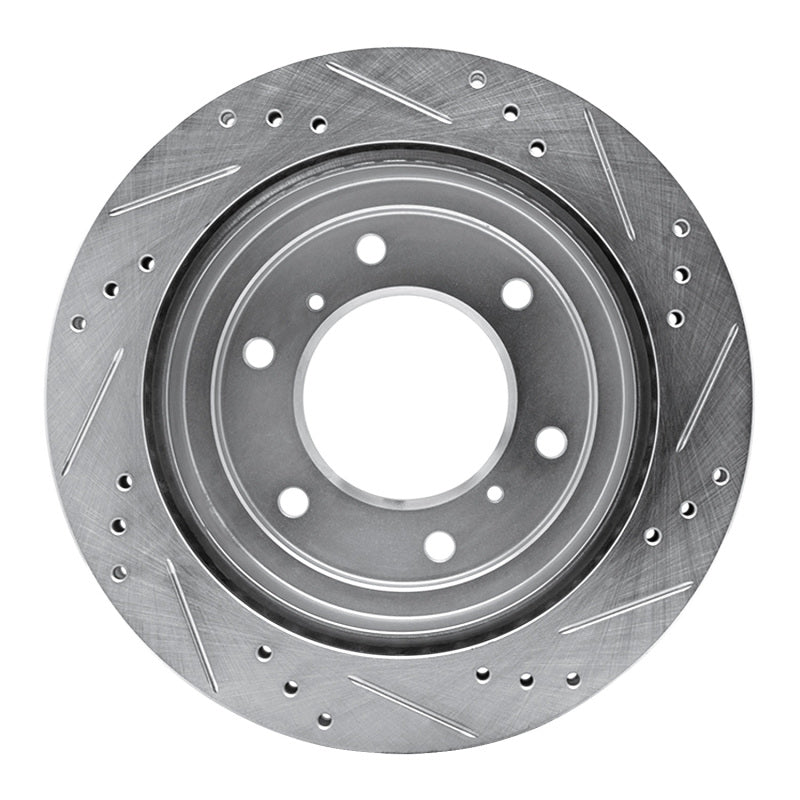 R1 Concepts R1 00-06 Mitsubishi Montero Rear Left Drilled & Slotted Silver Brake Rotor