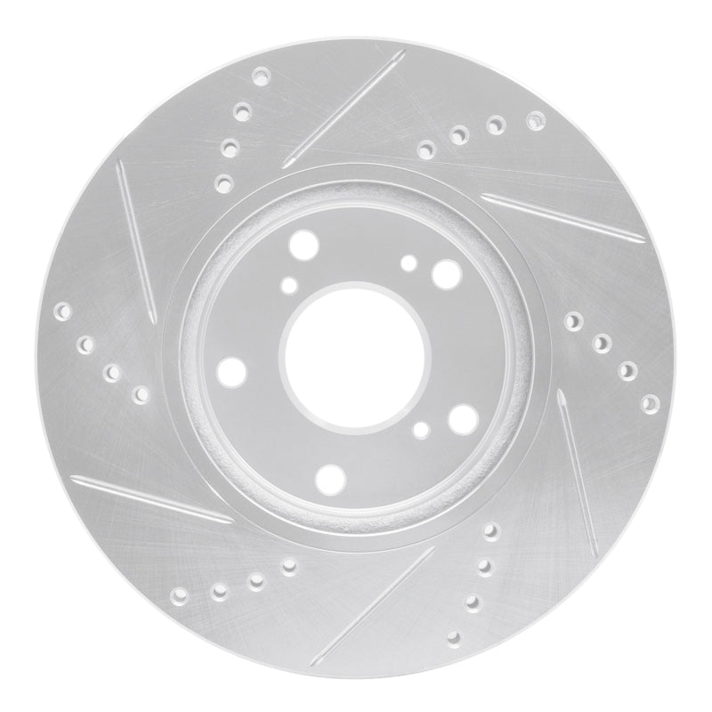 R1 Concepts R1 16-25 Honda Civic Hatchback Front Right Drilled & Slotted Silver Brake Rotor