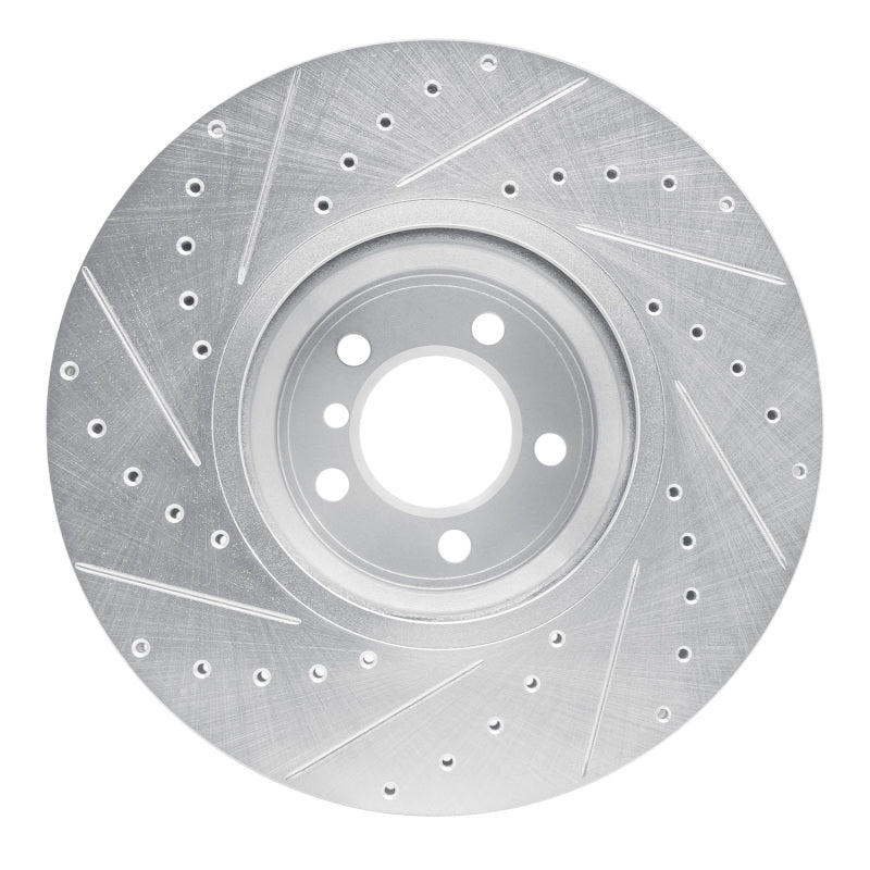 R1 Concepts R1 07-08 BMW ALPINA B7 Front Right Drilled & Slotted Silver Brake Rotor