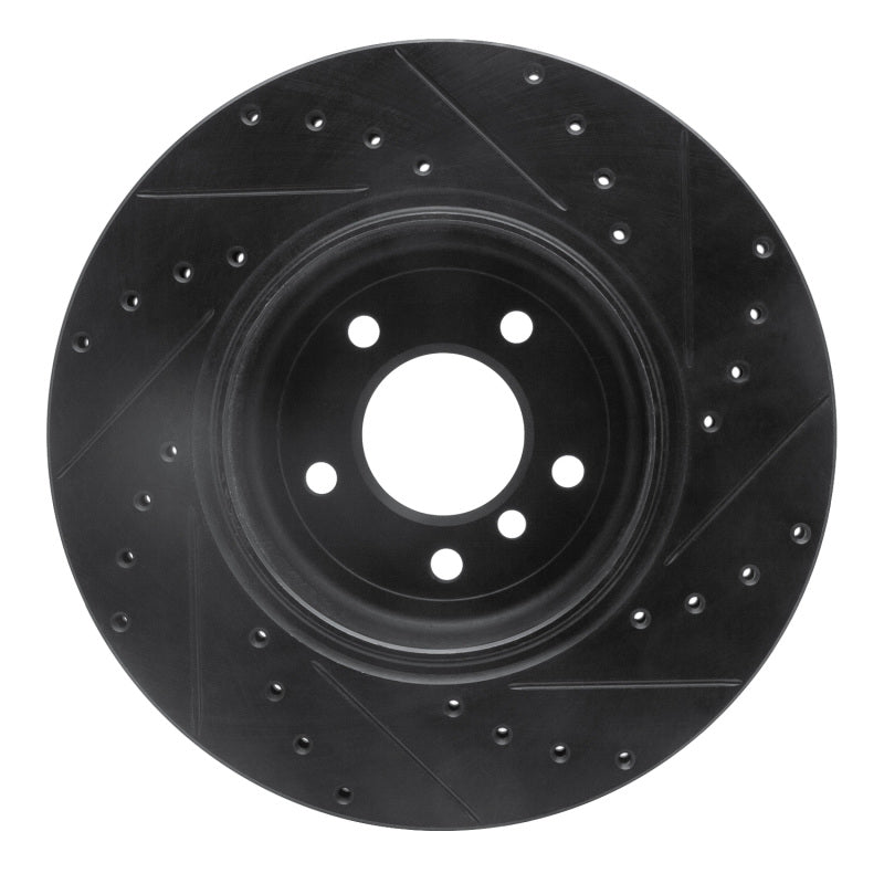R1 Concepts R1 04-10 BMW 535I Rear Left Drilled & Slotted Black Brake Rotor