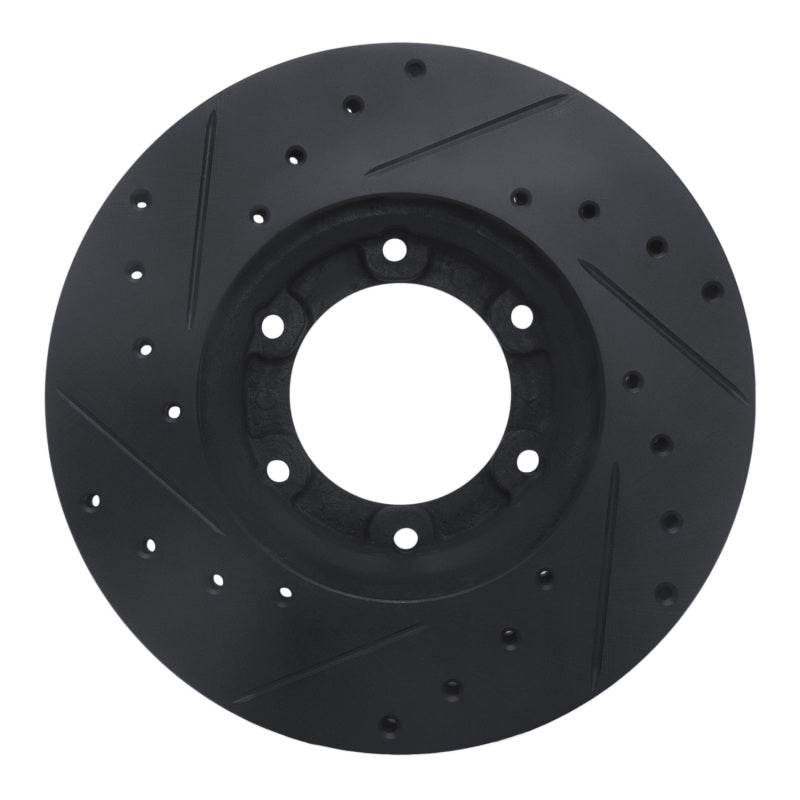 R1 Concepts R1 87-88 Toyota Pickup Front Right Drilled & Slotted Black Brake Rotor