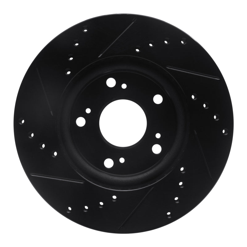 R1 Concepts R1 03-17 Acura ILX Front Right Drilled & Slotted Black Brake Rotor