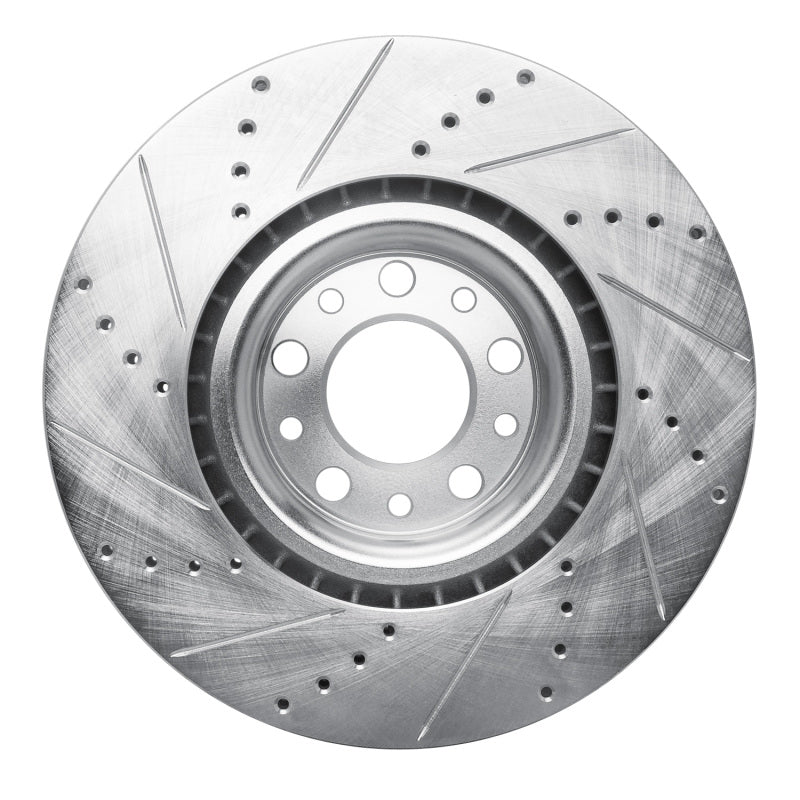R1 Concepts R1 2017-2025 Alfa Romeo Giulia Front Right Drilled & Slotted Silver Brake Rotor