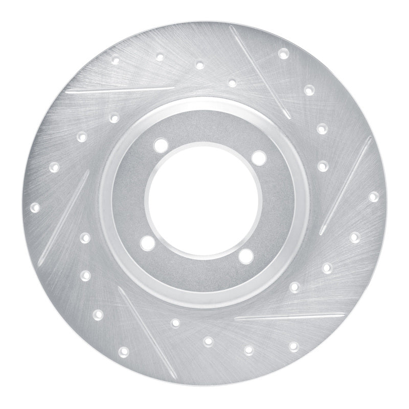 R1 Concepts R1 61-76 Triumph TR250 Front Right Drilled & Slotted Silver Brake Rotor