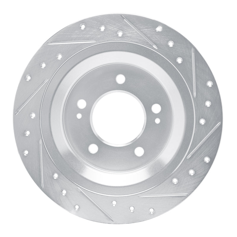 R1 Concepts R1 2021-2025 Hyundai Kona EV Rear Left Drilled & Slotted Silver Brake Rotor