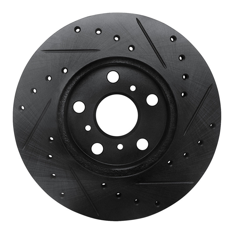 R1 Concepts R1 90-91 Toyota Celica Front Left Drilled & Slotted Black Brake Rotor