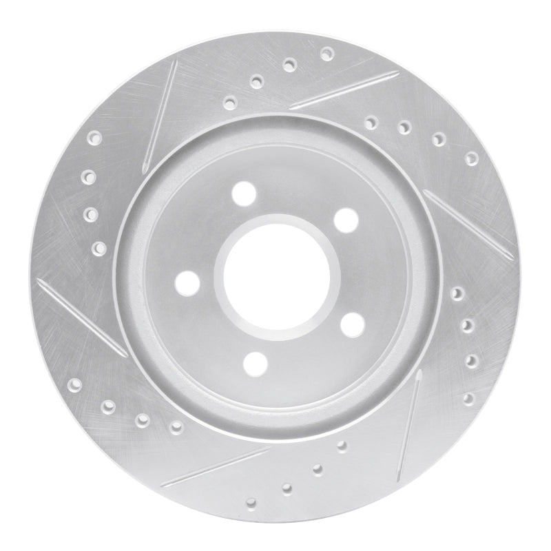 R1 Concepts R1 00-06 Ford Thunderbird Rear Right Drilled & Slotted Silver Brake Rotor