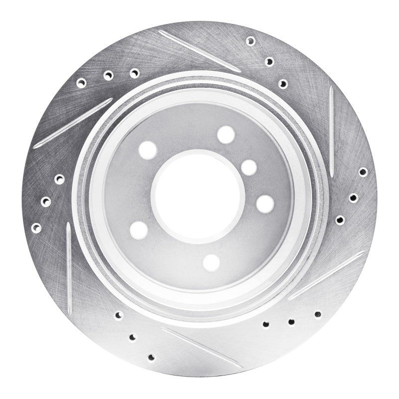 R1 Concepts R1 96-03 BMW 530I Rear Left Drilled & Slotted Silver Brake Rotor