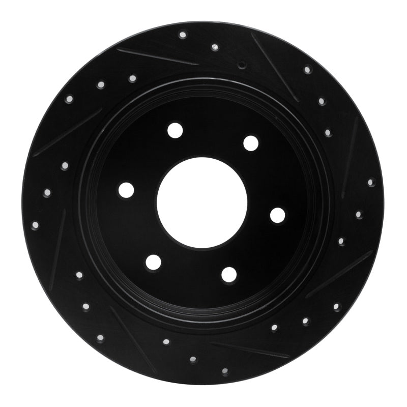 R1 Concepts R1 04-15 Infiniti QX56 Rear Left Drilled & Slotted Black Brake Rotor