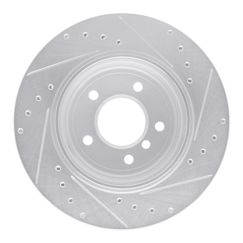 R1 Concepts R1 01-06 BMW 330CI Rear Left Drilled & Slotted Silver Brake Rotor