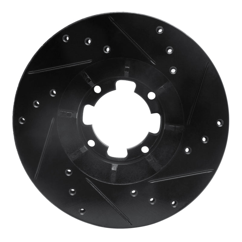 R1 Concepts R1 85-94 Subaru GL-10 Front Left Drilled & Slotted Black Brake Rotor