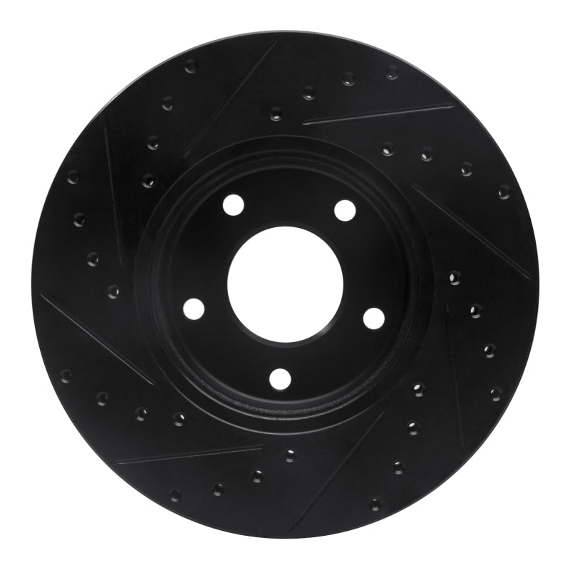 R1 Concepts R1 97-03 Jaguar Vanden Plas Front Right Drilled & Slotted Black Brake Rotor