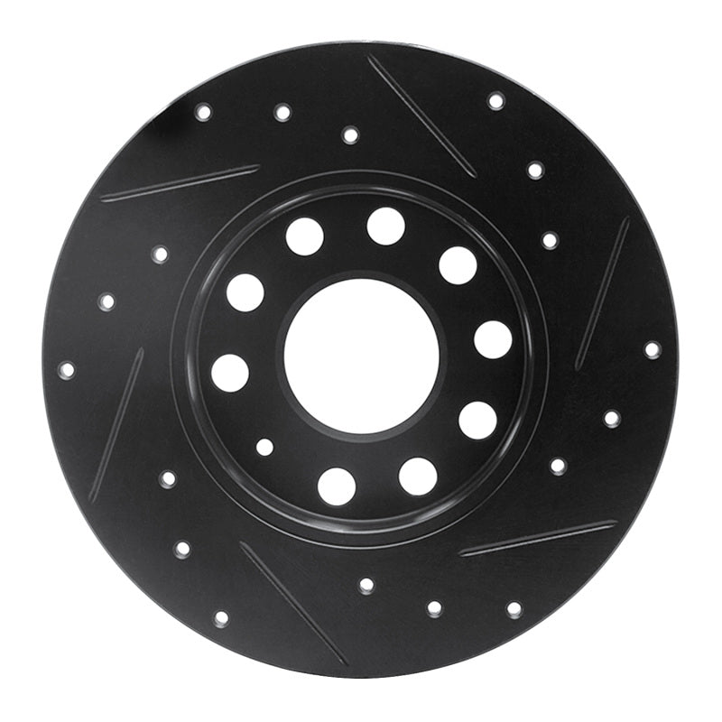 R1 Concepts R1 05-13 Audi A3 Rear Left Drilled & Slotted Black Brake Rotor