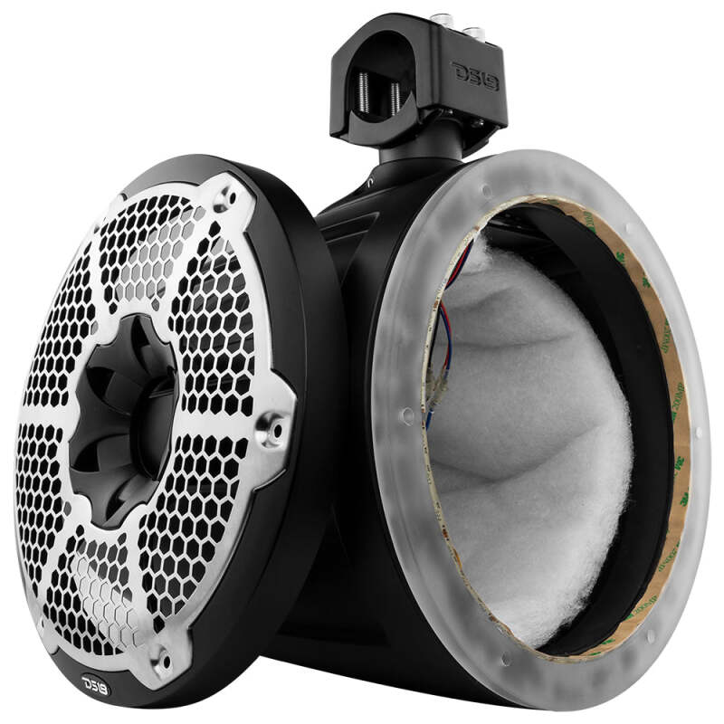 DS18 Marine And Powersports Towers 10in RGB LED Lights Black Carbon Fiber Speakers Not Included